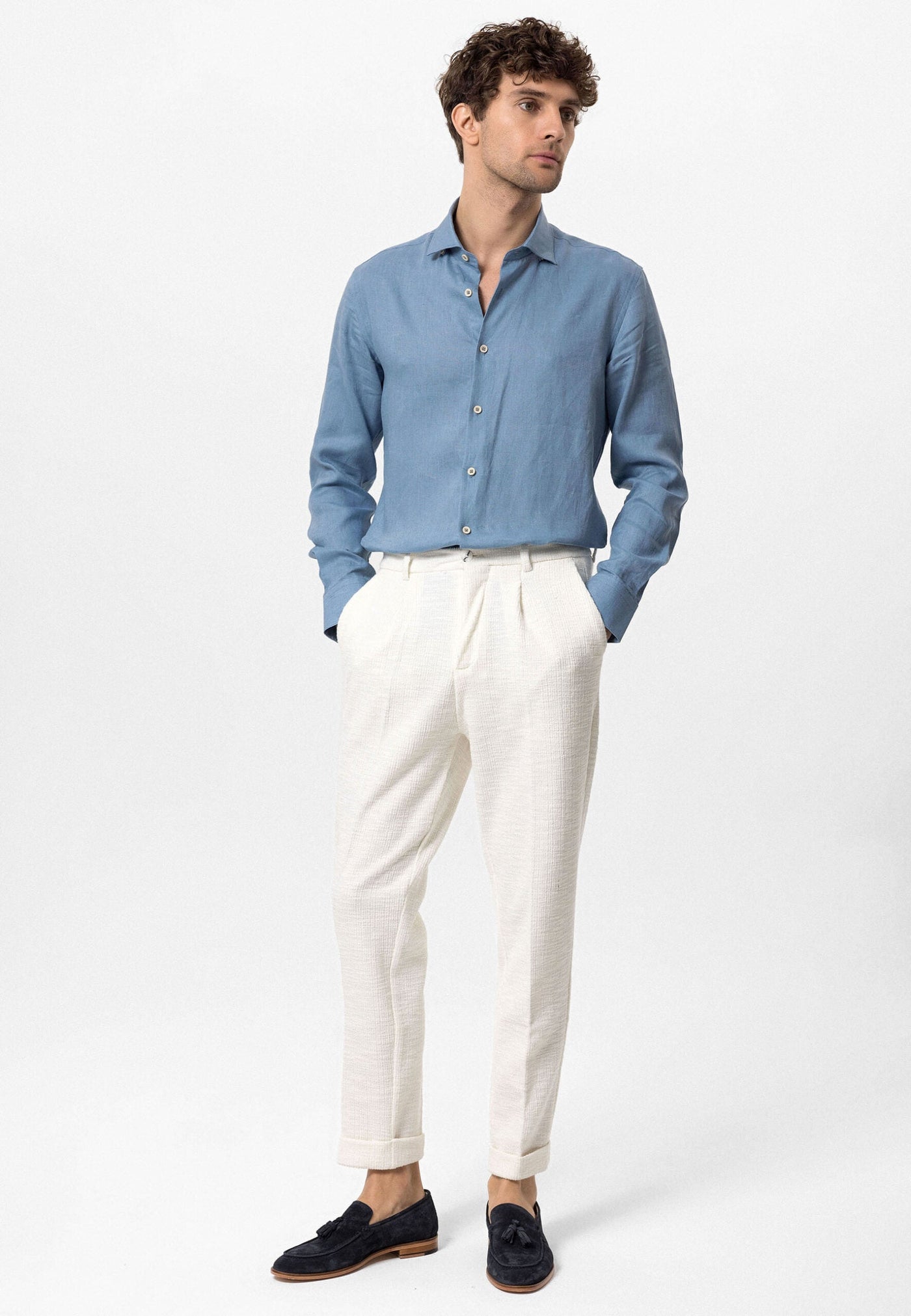 ANTIOCH | 100 % Leinenhemd – Babyblau