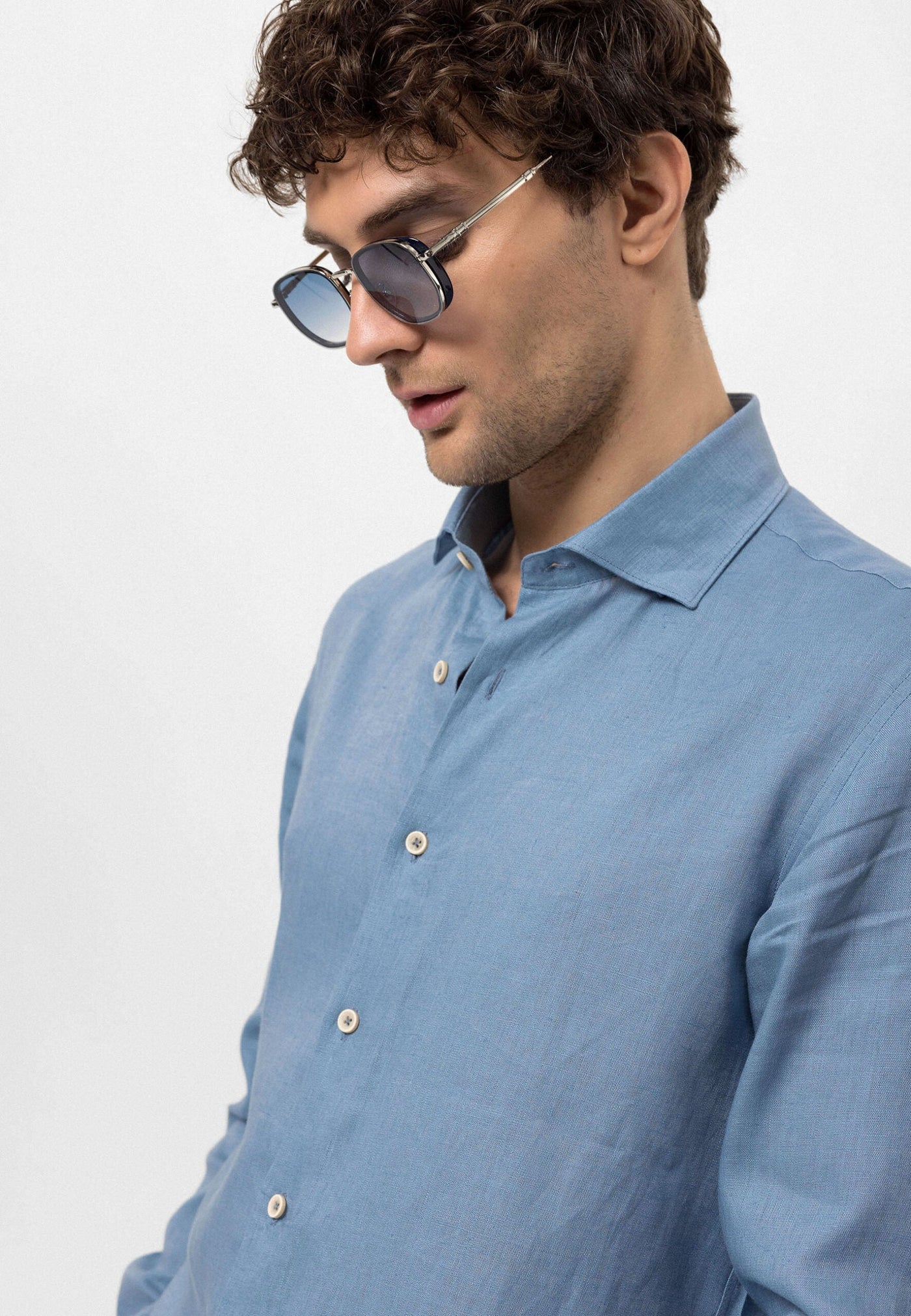 ANTIOCH | 100 % Leinenhemd – Babyblau