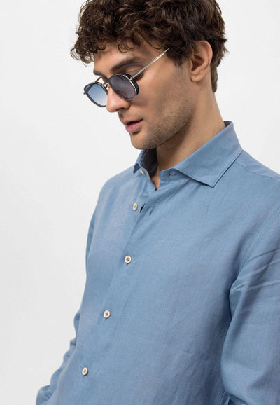 ANTIOCH | 100 % Leinenhemd – Babyblau
