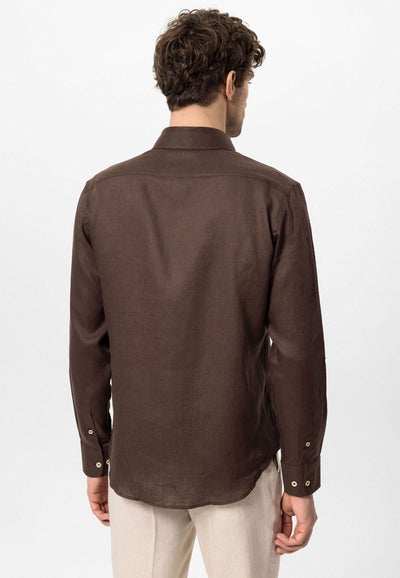 ANTIOCH | 100 % Leinenhemd – Dunkelbraun