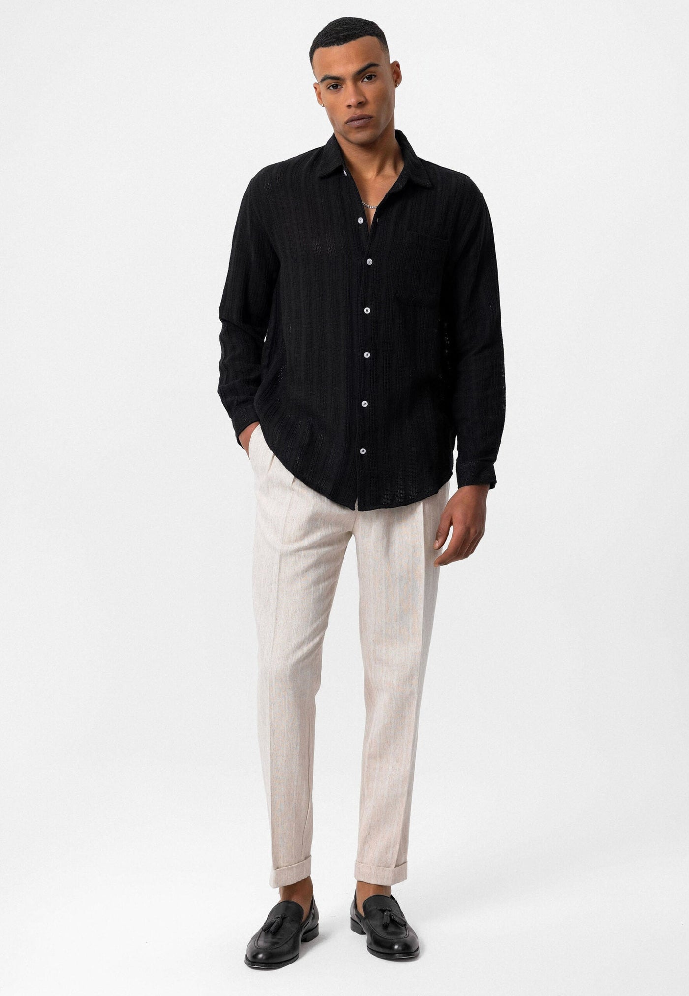 ANTIOCH | Gestricktes Hemd – Schwarz