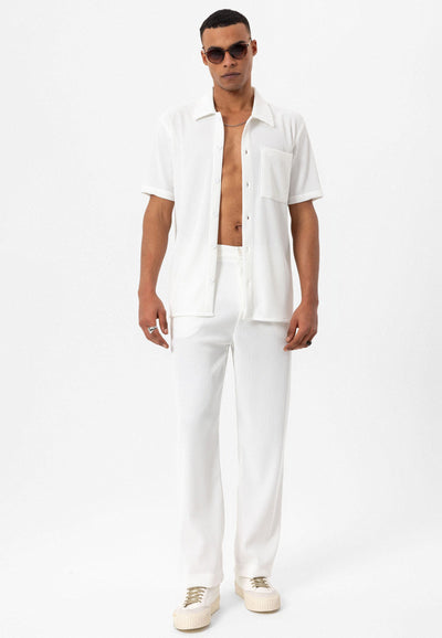 ANTIOCH | Geripptes Hemd – Weiß