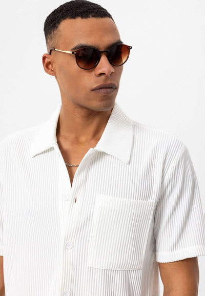 ANTIOCH | Geripptes Hemd – Weiß