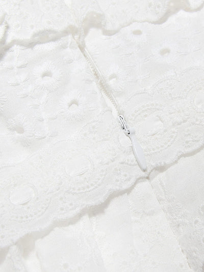 Hanna | Romantisches Spitzenkleid mit Rüschen – Feminine Eleganz in Weiß