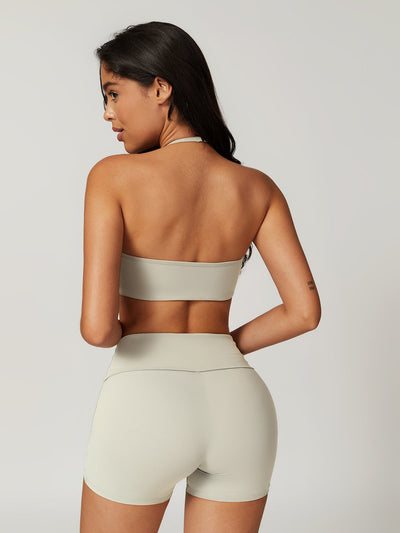 Schnelltrocknendes Damen Sport-Set | Skinny Halter Top & Shorts für Workout