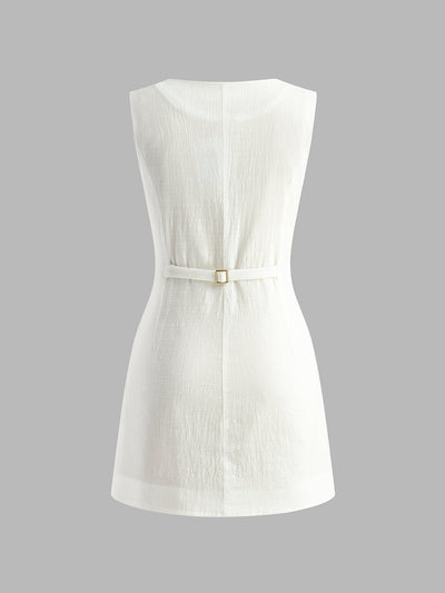 Schickes Ärmelloses Kleid mit Knopfdetails –  Emma