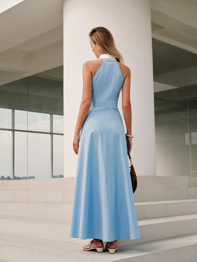 Ärmelloses Maxi-Hemdblusenkleid mit Knöpfen