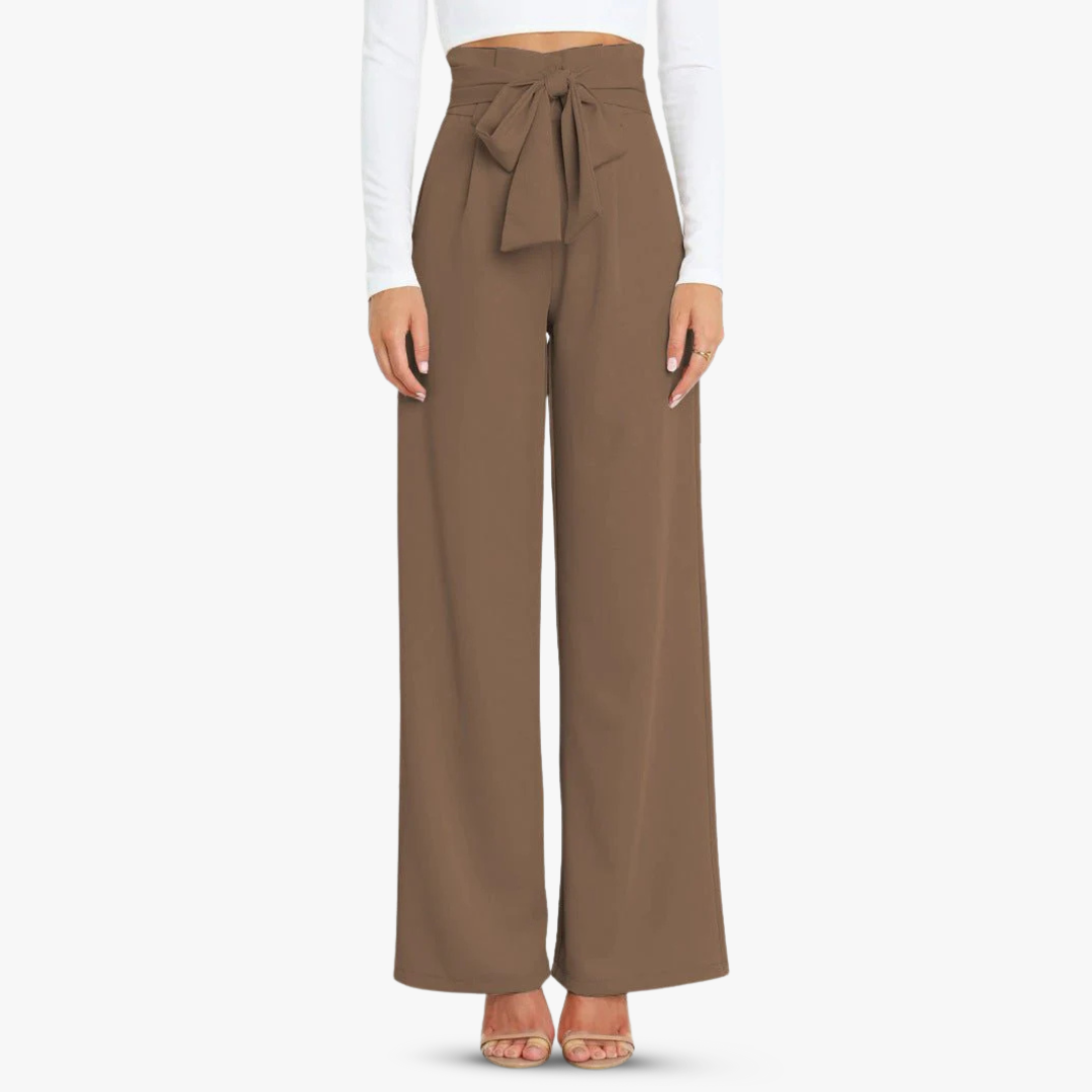 Weite Damen Stoffhose mit Bindegürtel