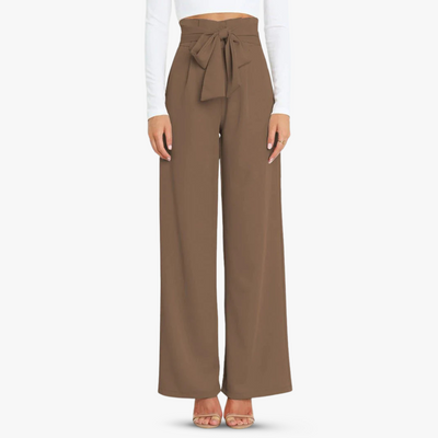 Weite Damen Stoffhose mit Bindegürtel