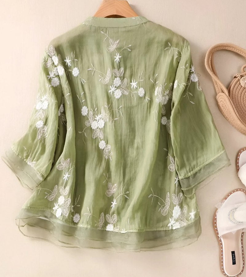 Besticktes Vintage Damen Hemd