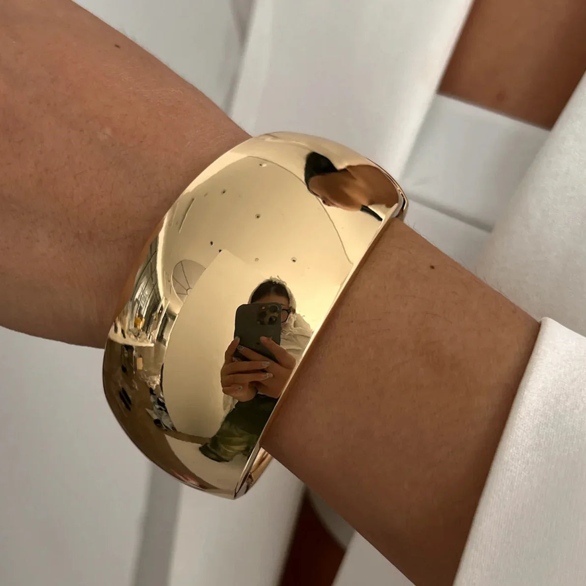 Vintage Chunky Damen Armreif Gold Modeschmuck