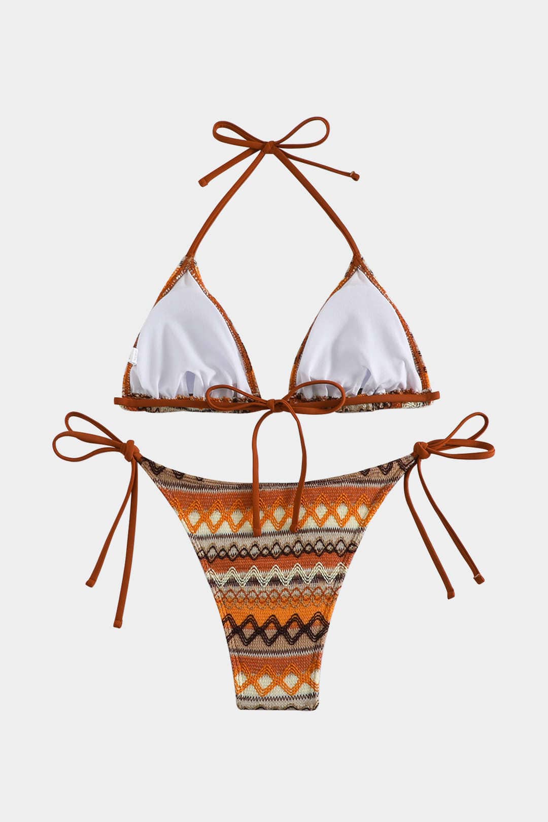 Lainie | Triangel-Bikini-Set mit Ethno-Muster und verstellbaren Bindebändern