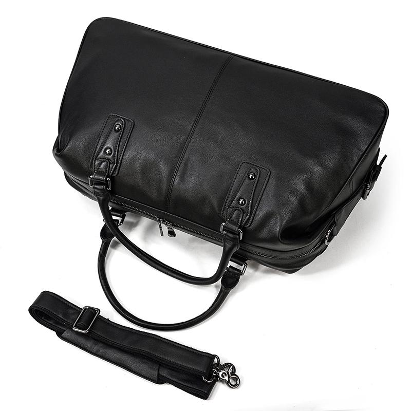 Aalborg™ Schwarze Leder-Holdall – Elegante 25L Reisetasche Mit Verstellbarem Lederriemen