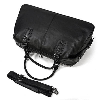 Aalborg™ Schwarze Leder-Holdall – Elegante 25L Reisetasche Mit Verstellbarem Lederriemen