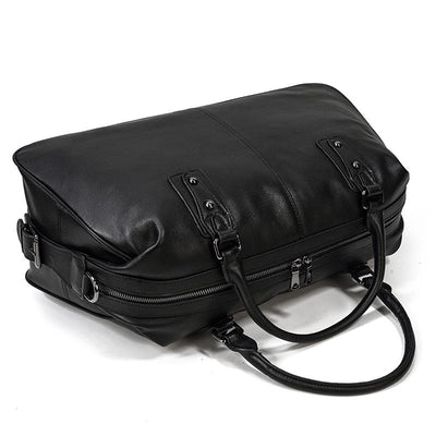 Aalborg™ Schwarze Leder-Holdall – Elegante 25L Reisetasche Mit Verstellbarem Lederriemen