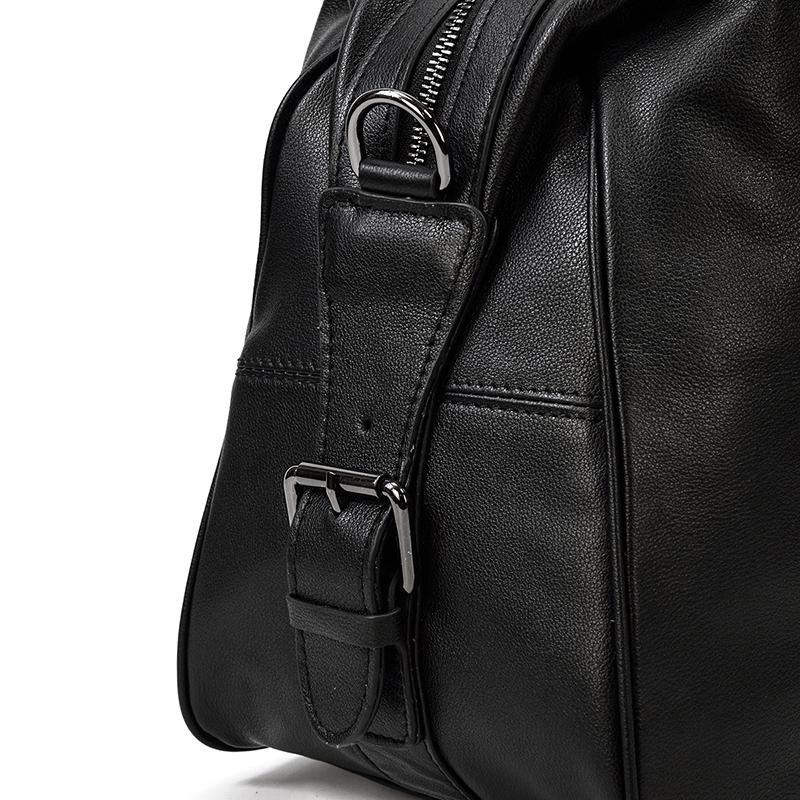 Aalborg™ Schwarze Leder-Holdall – Elegante 25L Reisetasche Mit Verstellbarem Lederriemen