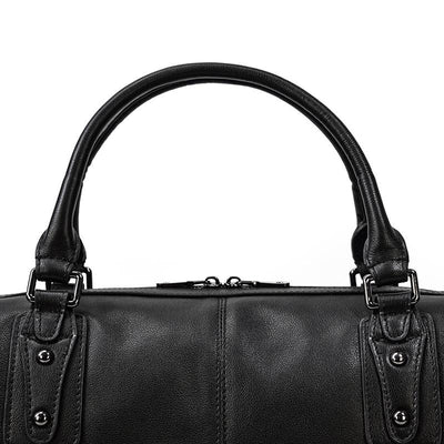 Aalborg™ Schwarze Leder-Holdall – Elegante 25L Reisetasche Mit Verstellbarem Lederriemen