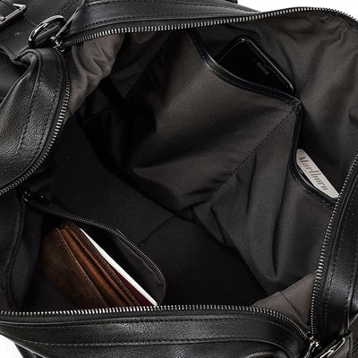 Aalborg™ Schwarze Leder-Holdall – Elegante 25L Reisetasche Mit Verstellbarem Lederriemen