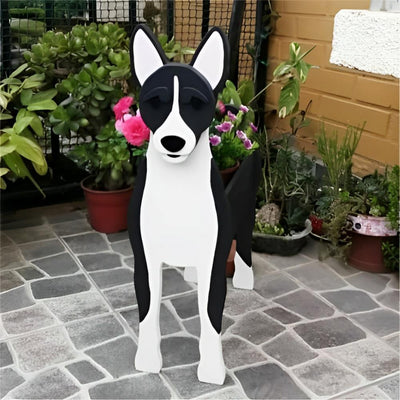 Schwarzer Blumentopf für Basenji