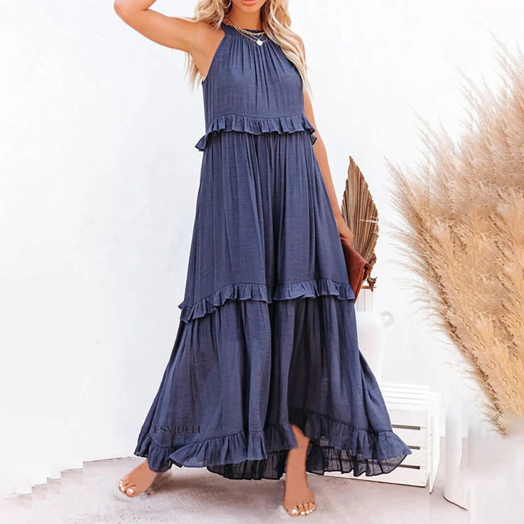Langes Boho-Kleid aus Leinen für Damen  -  Clara
