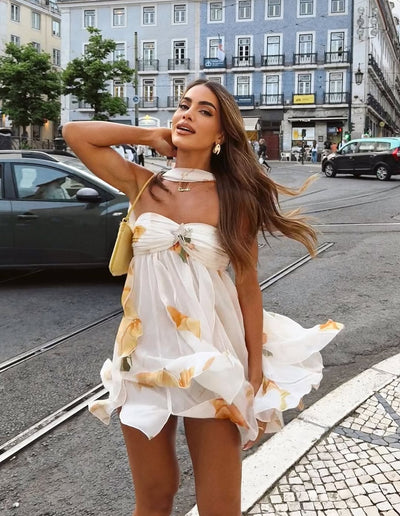 Kyrie | Chiffon Minikleid Mit Schalband Cocktailkleid