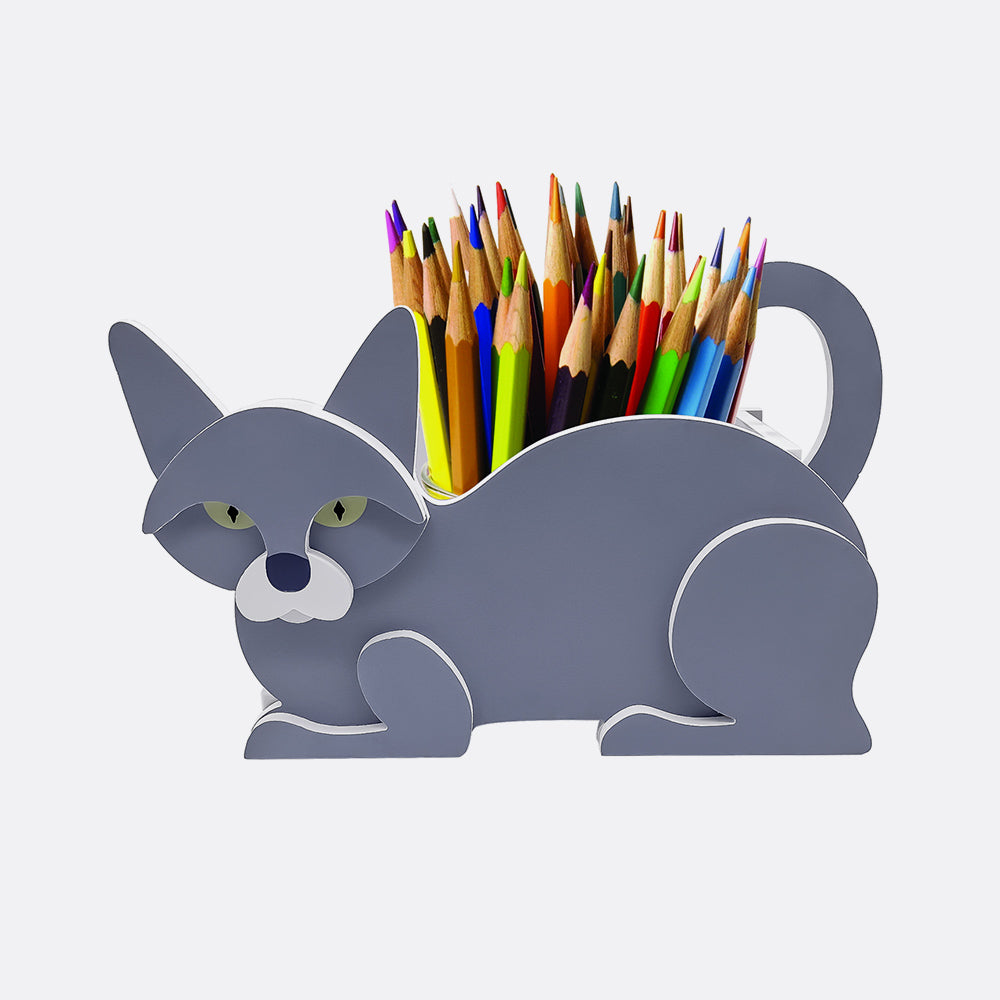 Blumentopf mit Britisch Kurzhaar Katze