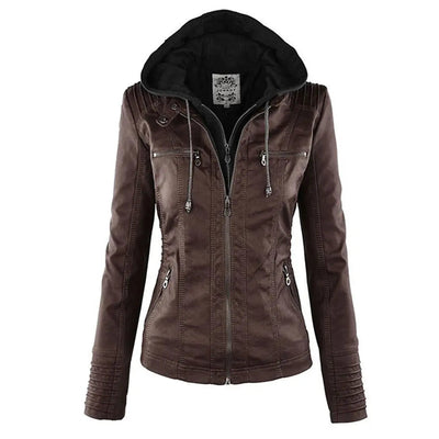 Biker-Lederjacke mit Kapuze