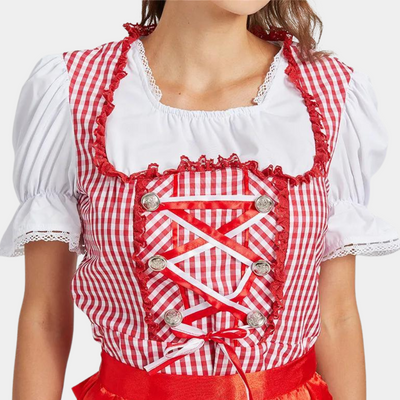 Damen Elegantes Rot Oktoberfest Dirndl Kleid