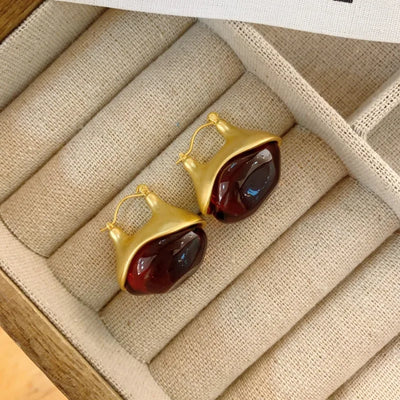 Vintage Damen Ohrringe Gold Silber Tropfen Hoop Design