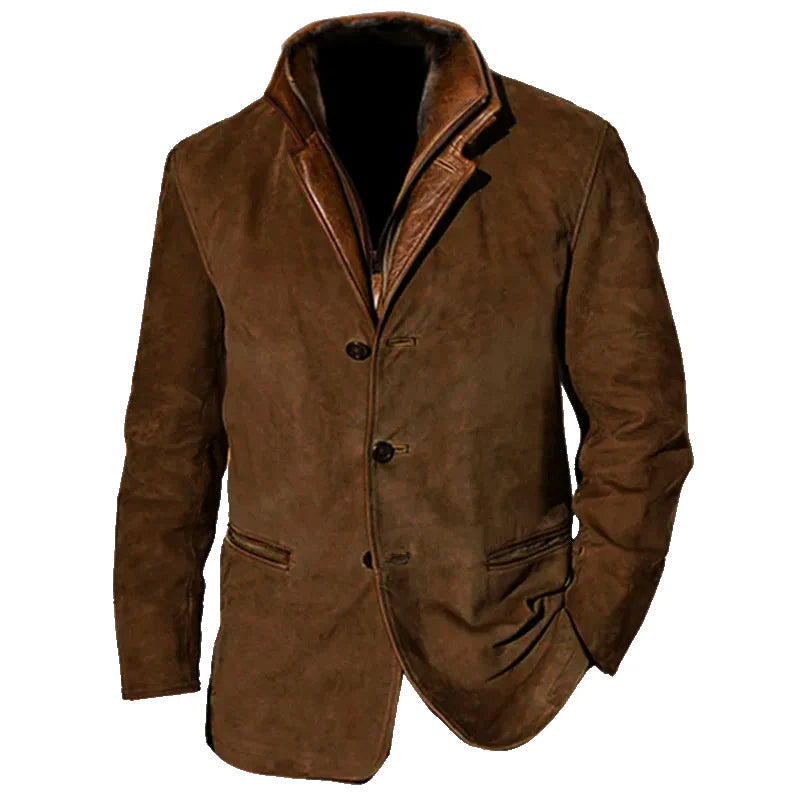 Klassische Wildleder Herren Jacke mit Lederbesatz
