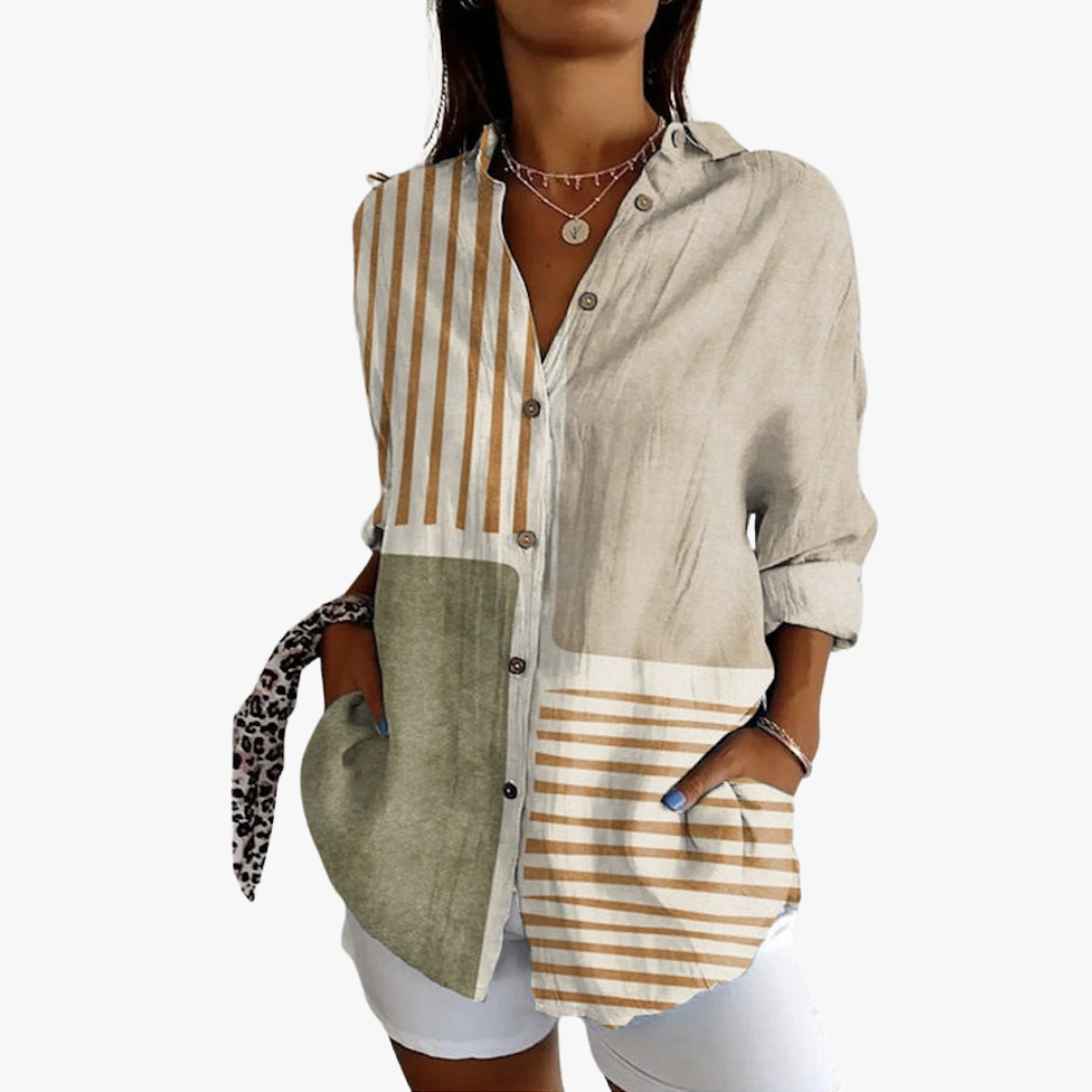 Bestickte Leinen Damen Bluse