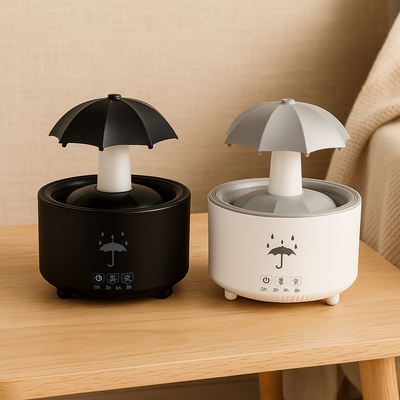 Rotierender Regenschirm-Wassertropfen-Luftbefeuchter mit bunten Nachtlichtern