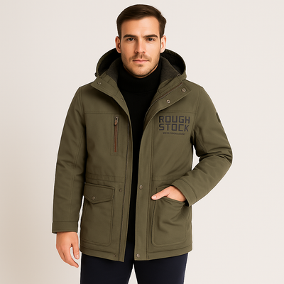 Friedrich | Herren Winter-Fleecejacke mit Kapuze und Reißverschluss