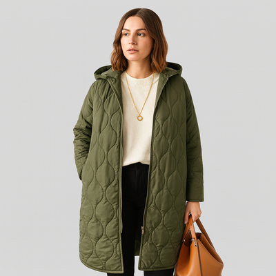 Lorelei | Damen Stepp-Winterjacke Plus Size mit Kapuze und Praktischem Reißverschluss