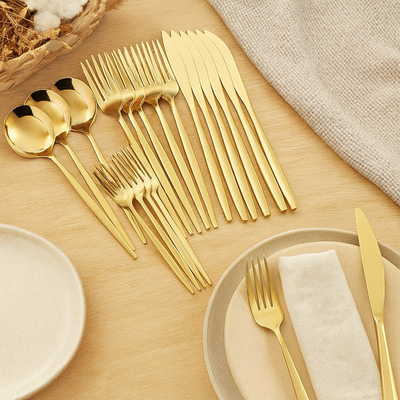 Sterling | 30-teiliges goldenes Edelstahl-Besteckset