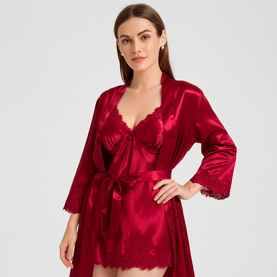 Elegantes 5-in-1-Pyjama-Set für Damen – Premium-Loungewear-Set mit Bademantel und passenden Teilen