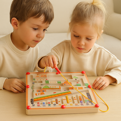 Magnetisches Pilz-Sortierbrett – Zählpuzzle mit Stift und Perlenlabyrinth