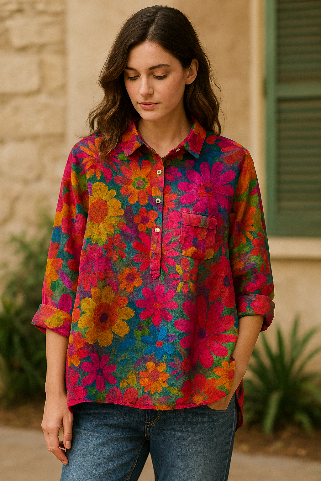 Violet™ – Stylishes Botanical Art-Shirt für Naturliebhaber