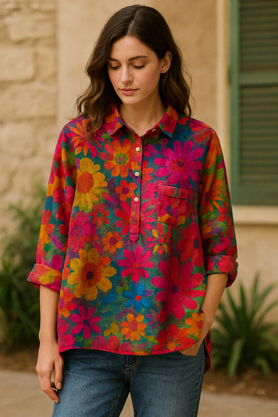 Violet™ – Stylishes Botanical Art-Shirt für Naturliebhaber