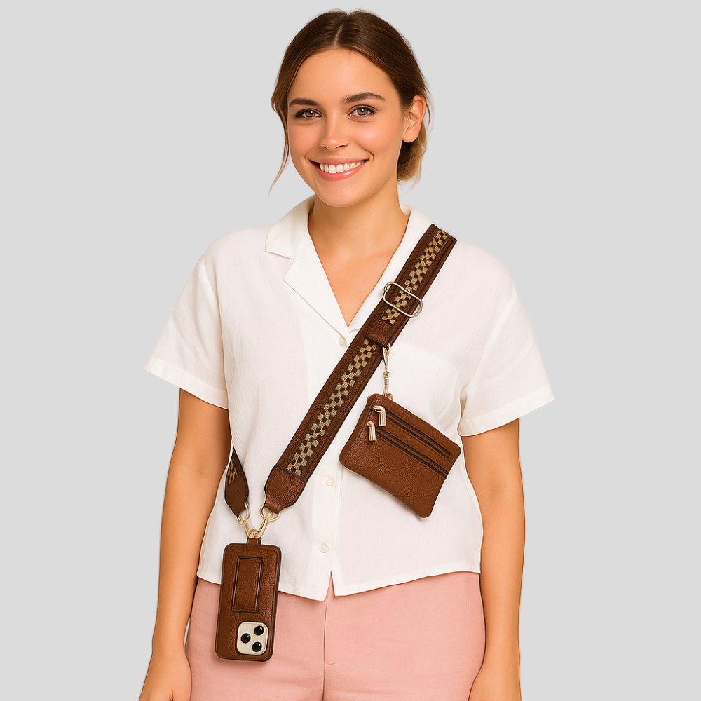 SecureZip | Stilvolle Crossbody-Telefonhalterung mit Geldbörse