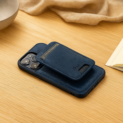 2-in-1-Magnethülle für iPhone 15 Pro Max/14 Plus/13/12 – PU-Leder, kabelloses Laden möglich