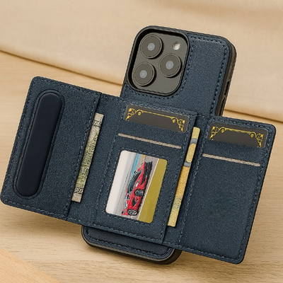 Abnehmbare magnetische Brieftasche für iPhone 11–16 Pro Max/Plus – PU-Leder, 5 Kartenfächer, kabelloses Laden