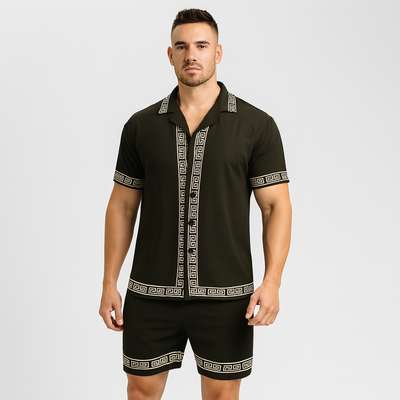 Lässiges Sommer-Outfit für Herren – Hemd mit Reverskragen und Shorts mit elastischem Bund