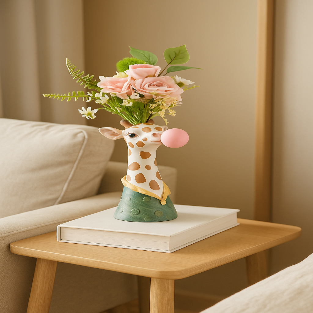 SafariWhimsy – Künstlerisch, tierinspiriertes Blasen-Vase