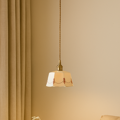 CeramiGlow – Elegante Pendellampe mit klassischem Muster aus Keramik