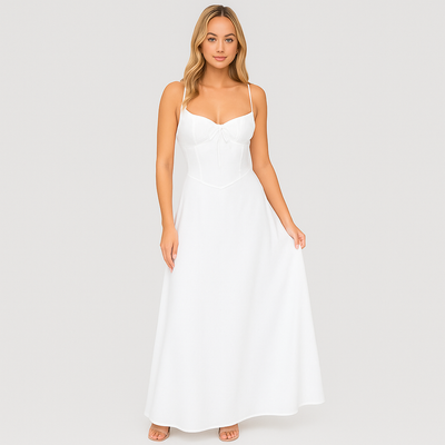 Elara – Elegantes Maxikleid mit Wickel-Design und Spaghettiträger