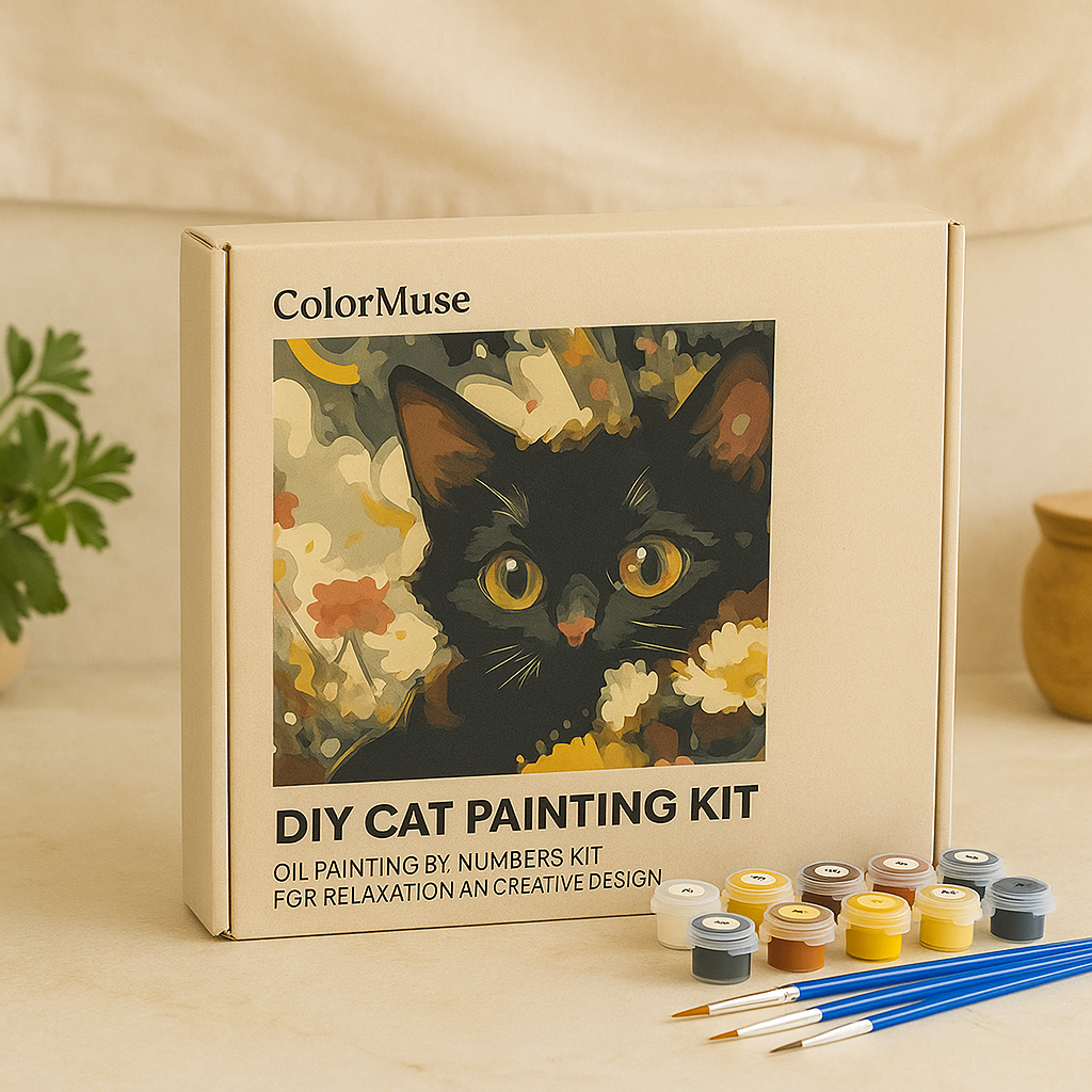 ColorMuse DIY Katzenmalset – Ölmalerei nach Zahlen-Set für Entspannung und kreative Gestaltung