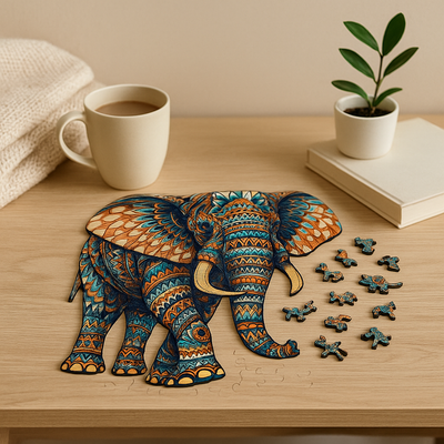 EleMind Elefantenförmiges Holzpuzzle – Tierhirnwindspiel für Erwachsene