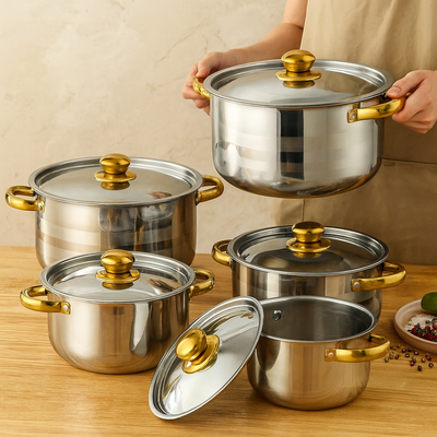 Lucien | 5-teiliges antihaftbeschichtetes Edelstahl-Kochgeschirr-Set