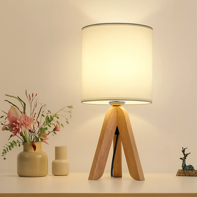 Clarest | Moderne Holzlampe mit Leinenschein